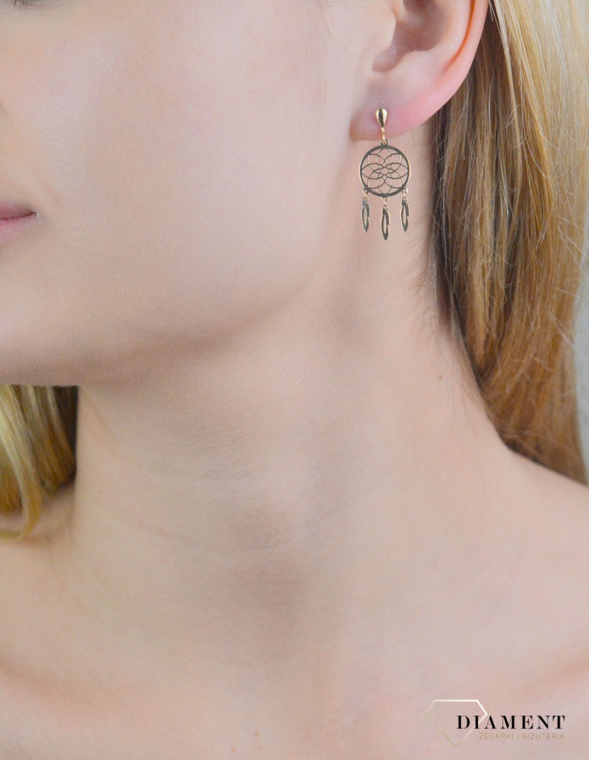 Kolczyki złote łapacz snów próba 375, KL 12377 375.jpg